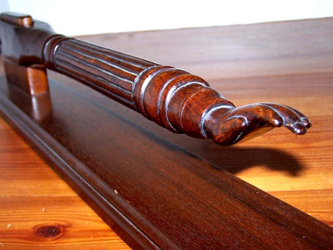 A Wonderful 19th century Sailor Carved Mahogany Tiller circa 1860